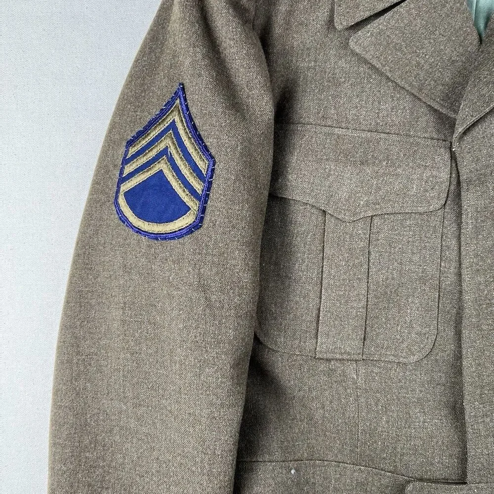 Vintage‎ 50s Wool Serge Olive Drab Jacket Men’s 38R Green Collared Staff Sargent